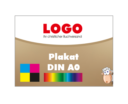 Plakat DIN A0 quer (1189 x 841 mm) einseitig 5/0-farbig bedruckt (CMYK 4-farbig + 1 Sonderfarbe HKS oder Pantone)