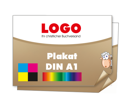 Plakat DIN A1 quer (841 x 594 mm) beidseitig 5/5-farbig bedruckt (CMYK 4-farbig + 1 Sonderfarbe HKS oder Pantone)