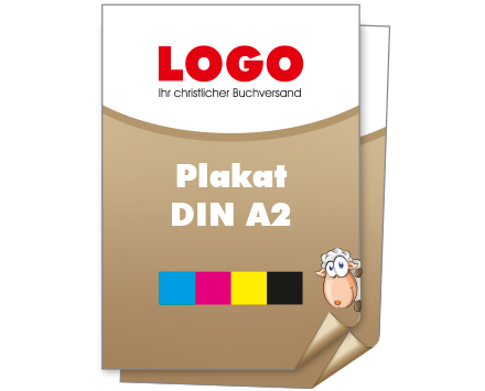 Plakat DIN A2 hoch (420 x 594 mm) beidseitig 4/4-farbig bedruckt