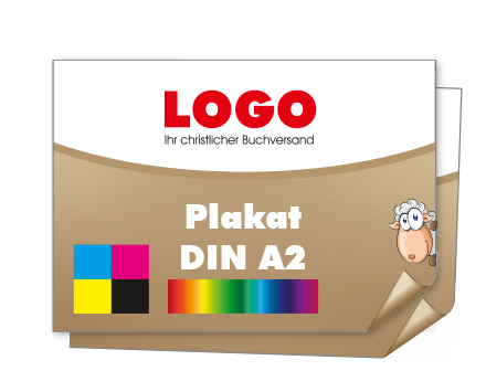 Plakat DIN A2 quer (594 x 420 mm) beidseitig 5/5-farbig bedruckt (CMYK 4-farbig + 1 Sonderfarbe HKS oder Pantone)