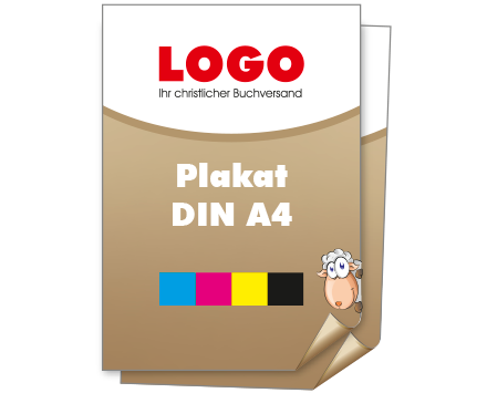 Plakat DIN A4 hoch (210 x 297 mm) beidseitig 4/4-farbig bedruckt