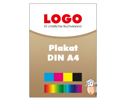 Plakat DIN A4 hoch (210 x 297 mm) einseitig 5/0-farbig bedruckt (CMYK 4-farbig + 1 Sonderfarbe HKS oder Pantone)